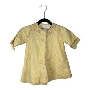 VINTAGE CANARY YELLOW BABY ROBE RARE FLORAL DETAIL NO BRAND EXCELLENT CONDITION